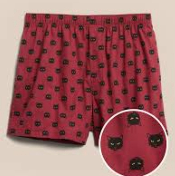 💙🌺 BR Red Cat Print Men's Shorts - Picture 1 of 5